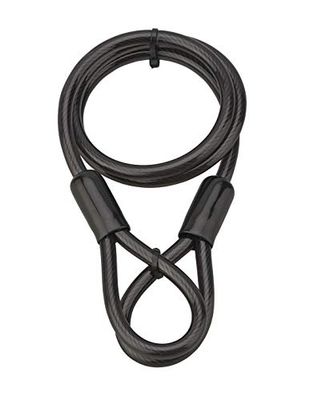 Stalowy kabel zabezpieczający z PVC do rowerów i domków ogrodowych - odporny na próbę cięcia - Długość 1,20m - Średnica 10mm - Kolor czarny - THIRARD