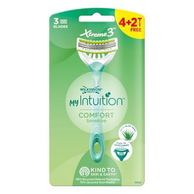 WILKINSON SWORD - My Intuition Xtreme 3 for Women | Comfort Sensitive | Pack of 4 + 2 Extra Disposable Razors