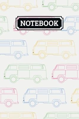 Notebook (White): Colorful Retro Camper Van Pattern Cover Journal and Diary for Boys Girls Men Women Kids 120 pages of Lined Paper for Writing/Note-taking, 6" x 9" inches