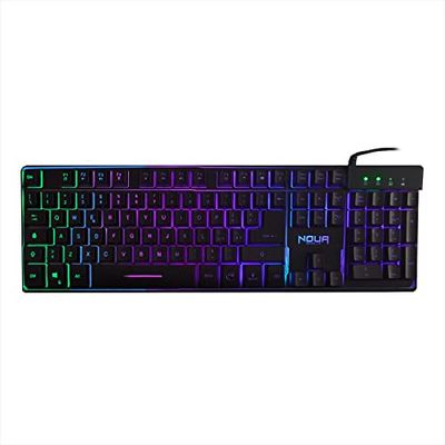 Noua Yelena Tastiera Gaming a Membrana Cablata USB Multimediale, 105 Tasti, Retroilluminazione RGB, 19 Tasti Anti-Ghosting, Layout Italia, PC/Computer