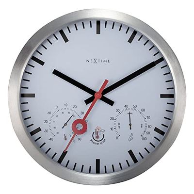 NeXtime Clematis Horloge, thermomètre et hygromètre étanches, Argent