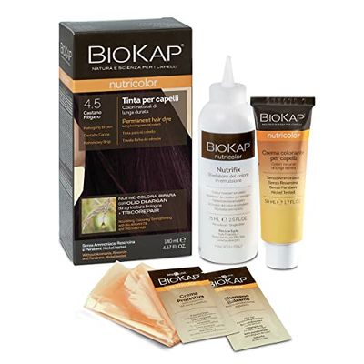 BIOKAP Nutricolor, ammoniakfri hårfärg, hårfärg, näring, färg och reparation, 4,5 mahognybrun, 140 ml