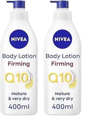NIVEA Firming Body Lotion Q10 + Argan Oil (400 ml), Nourishing Firming Cream with Q10 and Argan Oil, NIVEA Moisturising Cream for Firm Skin (Pack of 2)