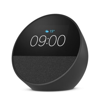 Amazon Echo Spot (modello 2024) | Sveglia intelligente con audio di qualità e Alexa | Nero