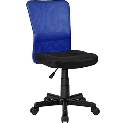 BAKAJI bureaustoel, draaibaar, van stof, stof, in hoogte verstelbaar, met wieltjes (zwart blauw)