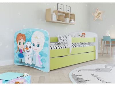KOCOT KIDS Lit babydreams 2 Vert La Reine des neiges tiroir et Matelas Inclus 160/80