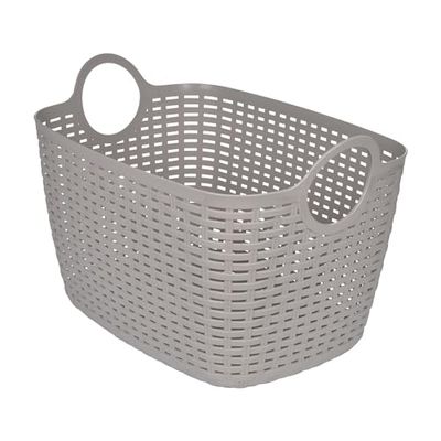 Round Woven Basket 30L 40 x 28.5 x 26.5 cm Taupe