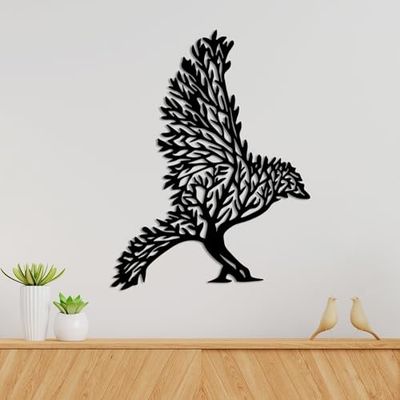 Hanah Home Elegante accessorio decorativo da parete in metallo, nero, 55 x 42 cm, 100% metallo, spessore 1,5 mm, design leggero e moderno per la decorazione della casa