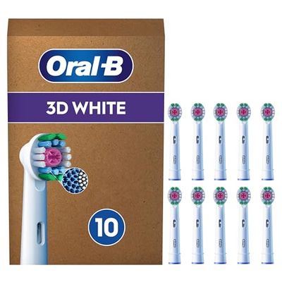Oral-B Pro Lot De 10 Brossettes De Rechange 3D White, AUTHENTIQUES, Blanches, Cupule De Polissage Pour Des Dents Blanches Sans Taches, Embout Pour Les Brosses A Dents Electriques Oral B Pro, Carton