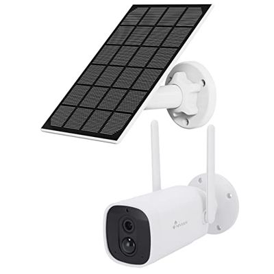 NIVIAN Kamera monitorująca WiFi + panel słoneczny-Długa żywotność baterii 10400 mAh-FullHD-Detekcja ruchu i człowieka - Nadaje się na zewnątrz - Noktowizor na zewnątrz-Dwukierunkowy Audio-Alexa,