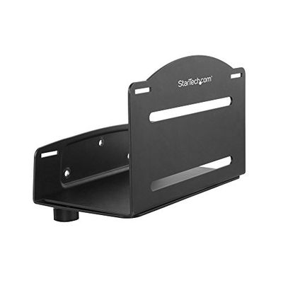 StarTech.com Wall Mount CPU Holder - Adjustable Width 4.8in to 8.3in - Metal - Computer Tower Mounting Bracket for Desktop PC (CPUWALLMNT),Black