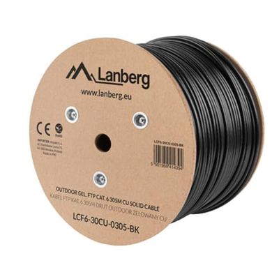 Lanberg Kabel instalacyjny FTP KAT.6 – Zelowany. 305m (LCF6-30CU-0305-BK)