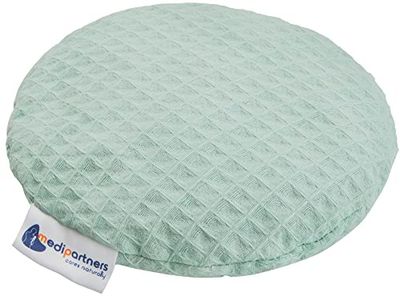 Medi Partners Cuscino termico con noccioli di ciliegia per bambini 180g rotondo 15 cm ecologic 100% cotone Waffle calore + terapia del freddo (Menta)