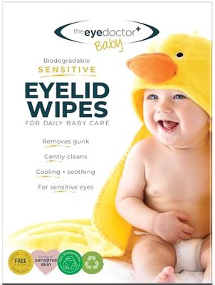The Eye Doctor Sensitive Baby Eyelid Wipes - 20x Safe Sterile Eye Wipes for Gentle Daily Baby Care - Preservative, Detergent & Fragrance Free - Individually Wrapped