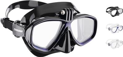 CRESSI Action Cam Mask Noir/Bleu - Masque de Plongée Unisexe à Volume Réduit avec Support pour Action Cam, Noir/Bleu, Taille Unique