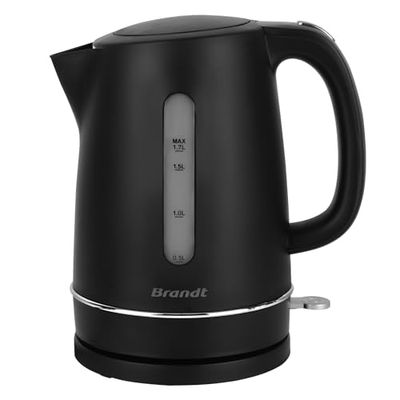Brandt BO1702B - Hervidor de agua - Capacidad: 1,7 L - Nivel de agua visible y graduado - Base de 360 ° - Apertura de la tapa en el mango - Patas antideslizantes - Acabado mate - Potencia: 2200 W