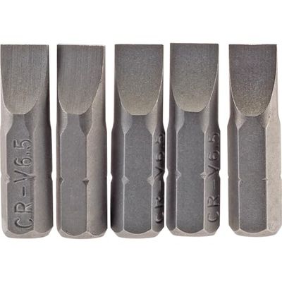 Draper 64012 6.5mm 1/4" Hex Plain Slot Insert Bit 25mm Lang (5 Stuk)