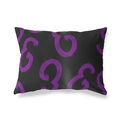 BonaMaison Violet-Noir Housse de Coussin Motif, Taie d'oreiller pour Lit Voiture Canapé Maison Salon Chambre, Décoration D'intérieur, 45x60 Cm - Conçu et Fabriqué en Turquie