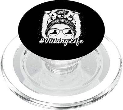 Hiking Life Messy Bun Nature Trail Boots Girl Women PopSockets PopGrip for MagSafe