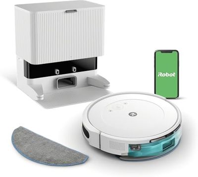 iRobot Roomba Combo 2 Essential con Stazione di Svuotamento Automatico, Robot Aspirapolvere Lavapavimenti, Sistema di Pulizia a 4 Stadi e 4 Livelli di Aspirazione, Controllabile tramite App, Bianco