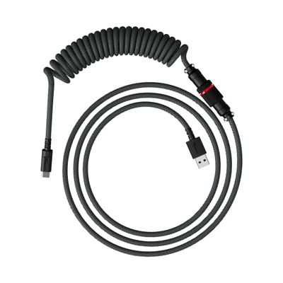 HyperX Câble spiralé – Câble spiralé durable, design élégant, connecteur aviateur 5 broches, USB-C vers USB-A, gris/noir