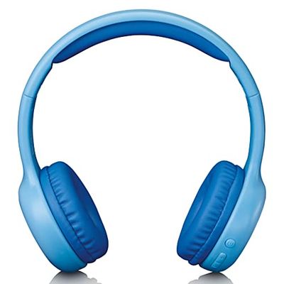 Lenco HPB-110 Children's Bluetooth Headset - Bluetooth 5.0-85 dB - Volume Limiting - Built-in 250 mAh Battery - Hands-Free Function - Micro USB - Foldable - with Stickers - Blue, Plain