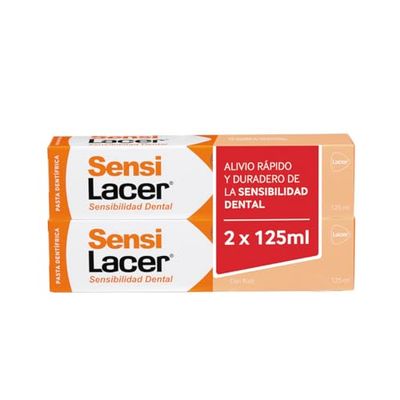 SENSILACER - Pasta Dentífrica Pack de 2 x 125 ml, Acción Desensibilizante, Efecto Rápido y Prolongado, Disminuye la Sensibilidad de los Dientes, Bajo Índice de Abrasividad