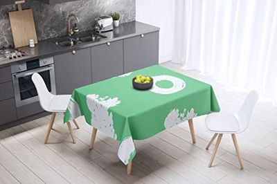 Bonamaison Kitchen Decoration, Tablecloth, Petrol Green, White, 140 x 140 Cm - Designed and Manufactured in Turkey