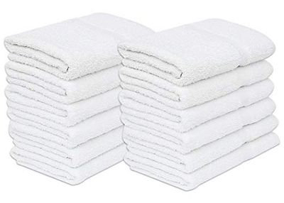 GOLD TEXTILES Lot de 12 Serviettes de Bain économiques Blanches (61 x 121,9 cm) en Coton filé à l'anneau pour Un Maximum de Douceur, Entretien Facile, Maison, Spa, hôtel, Motel, Salle de Sport (12)