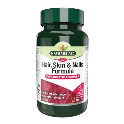 Natures Aid Hair, Skin & Nails Formula – High Potency Support for Growth, Strength & Radiance – Vegan, Gluten-Free, Non-GMO Supplement – Natural Health Supplement – 30 Tablets