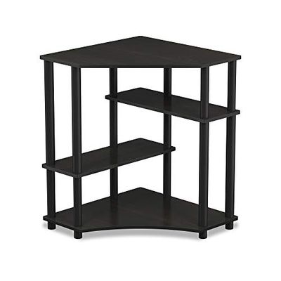 Furinno Turn-N-Tube ruimtebesparend hoekbureau met planken, espresso/zwart, 79 (B) x 72,4 (H) x 57,2 (D) cm