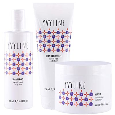 YVYLINE KIT per Capelli Ricci - Shampoo Curly Girl Method + Conditioner balsamo + Maschera| Super-idratante per ricci definiti e leggeri | Set 3 pezzi