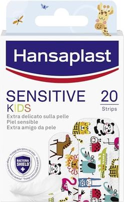 Hansaplast Cerotti SENSITIVE KIDS, Cerotti bambini con animali, Cerotti per pelle sensibile ipoallergenici e facili da rimuovere, 1 confezione da 20 pezzi in 2 formati