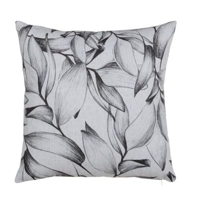 BigBuy Home Kudde polyester bomull vit svart blad 45 x 45 cm