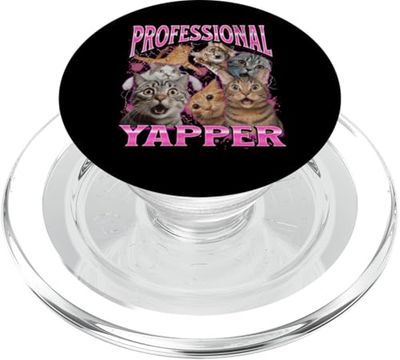 Gráfico profesional de Yapper Funny Cat Meme Bootleg de los años 90 PopSockets PopGrip para MagSafe
