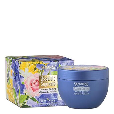 L'AMANDE - Crema Corpo Profumata con Acido Ialuronico e Vitamina E, Crema Corpo Idratante Pelle Secca alla Mimosa, Rosa e Vaniglia - Assoluta Suprema, 300 ml