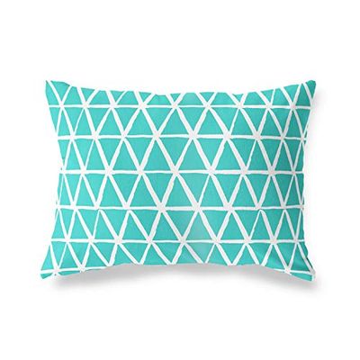 BonaMaison Turkoois-Wit Decoratieve Kussensloop, Kussenhoezen Bank, Decoratieve Kussenhoesjes, Kussensloop; Sofa, Slaapkamer, Kantoor, Auto 35x50 Cm - Ontworpen en vervaardigd in Turkije