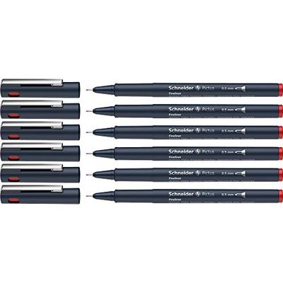 Schneider Pictus Fineliner Pens Line Width 0.5 mm Pack of 6 Red