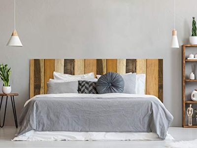 Cabeceira cama PVC textura antiga reta vertical de madeira, 100 x 100 cm | Disponível em várias medidas, cabeça leve, elegante, resistente e económica