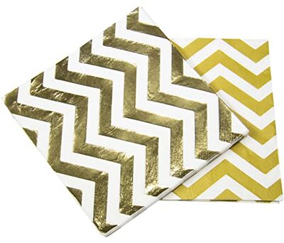 Folat - Guldfärgade metallservetter sicksack 33x33cm - 20 st