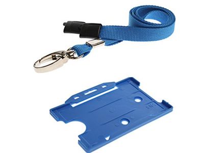 Lanyard nekband 10 mm breed met metalen kreeftenclip en veiligheid breakaway met badge pass kaarthouder voor creditcardformaat ID-kaarten - blauw (pak van 1) door ID-kaart It