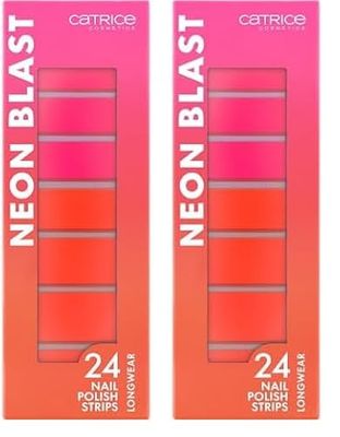 Catrice Cosmetics Neon Blast Nail Polish Strips bandes de stickers vernis, couvrant, facile à enlever, hautement pigmenté, intense en couleurs (24pcs) (Lot de 2)