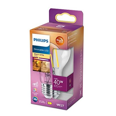 Philips LED - Bombilla LED Clásica, A60 E27, Luz Blanca Cálida Regulable, 40W