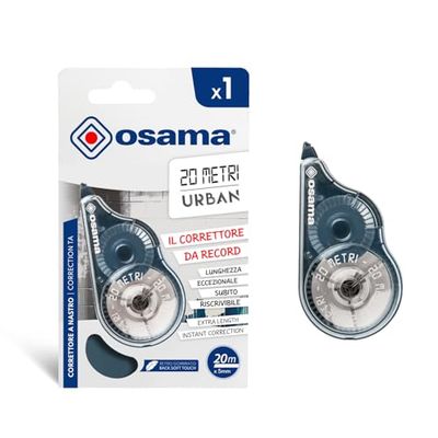 Osama - Correcteur Blanc à Ruban, 20 M, Kit 1 Pièce, Idéal comme Accessoire Bureau, Papeterie et Fourniture Scolaire - Effaceur pour Écrire sans Erreur avec Couverture Optimale Blanche, Longue Durée