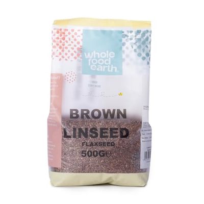 Wholefood Earth Graines de lin brunes 500 g, sans OGM, naturelles, riches en fibres, source de protéines