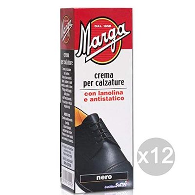 Marga Set 12 Tippy Lucido Nero Crema Tubo 50 Ml per Calzature E Scarpe, Multicolore, Unica