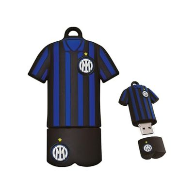 Chiavetta USB Inter | PenDrive USB 2.0 32 GB | Design unico calcio | Portachiavi integrato | Compatibilità Universale | Prodotto ufficiale Inter | Lettura 13-15 MB/s, Scrittura 6-8 MB/s, Nero