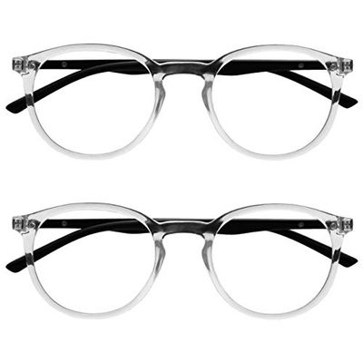 OPULIZE Met 2 Pacco Blocco Luce Blu Occhiali Da Lettura Computer Gioco Chiaro Nero Uomo Donna BB60-C +2,50