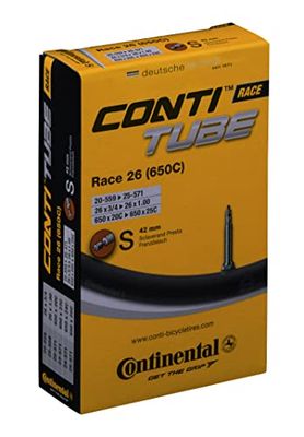 CONTINENTAL, 42 mm Câmara Race 650 x 20-25, válvula Presta (fina), unissexo para adulto, preto