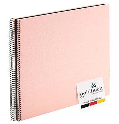 goldbuch Bella Vista 25522 Spiral Photo Album 35 x 30 cm Photo Album with 40 Black Pages Linen Memory Book for Pictures and Photos to Stick in Rose